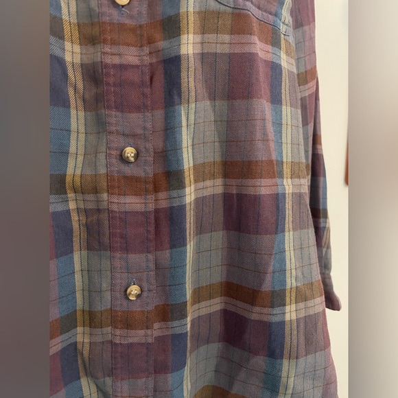 Vintage Gap Clothing Co Plaid Button Down Medium Purple Blue - Picture 2 of 4